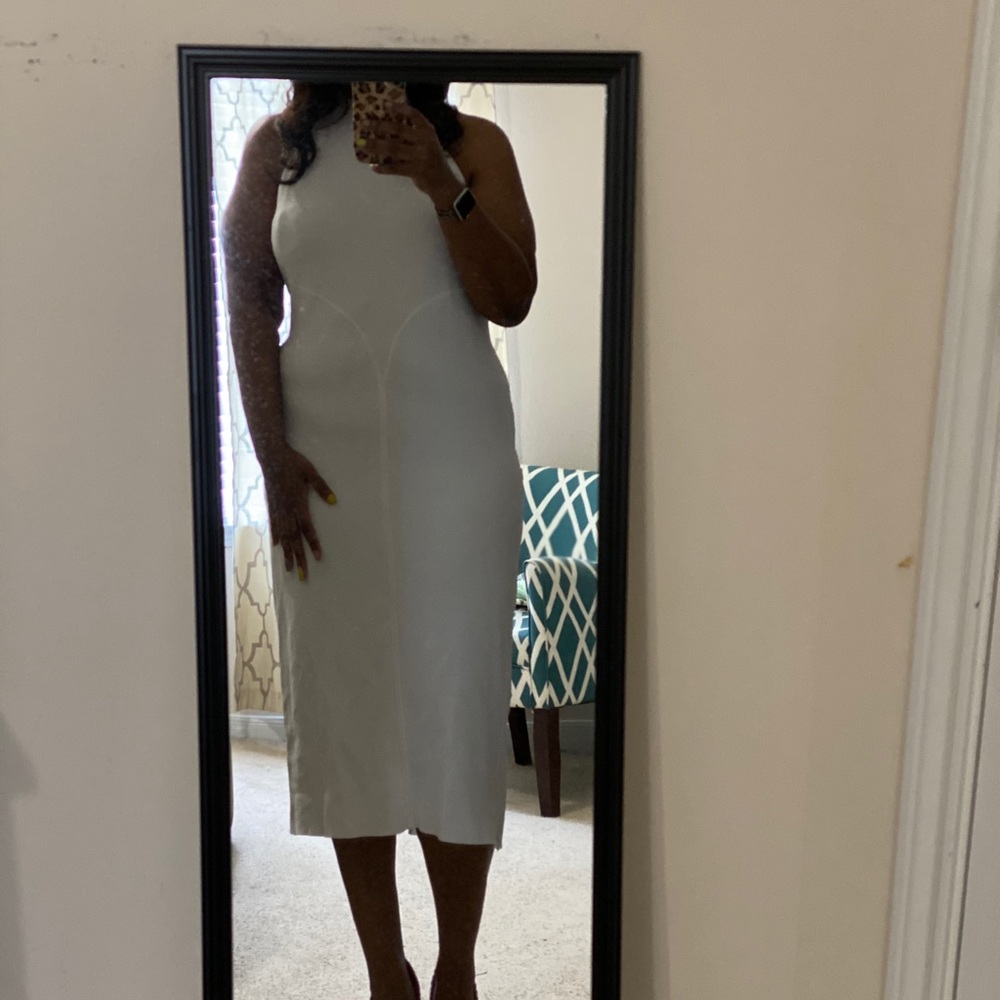White halter to midi dress